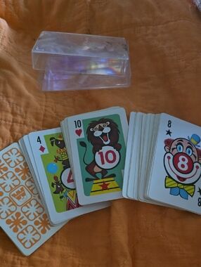 Vintage WHITMAN Circus Crazy Eight Playing Cards - Colorful Card Deck